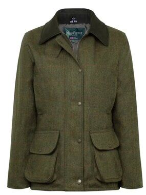 New Forest Olive Green Plaid Wool Hunting Jacket M